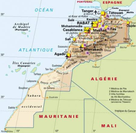 la carte de maroc